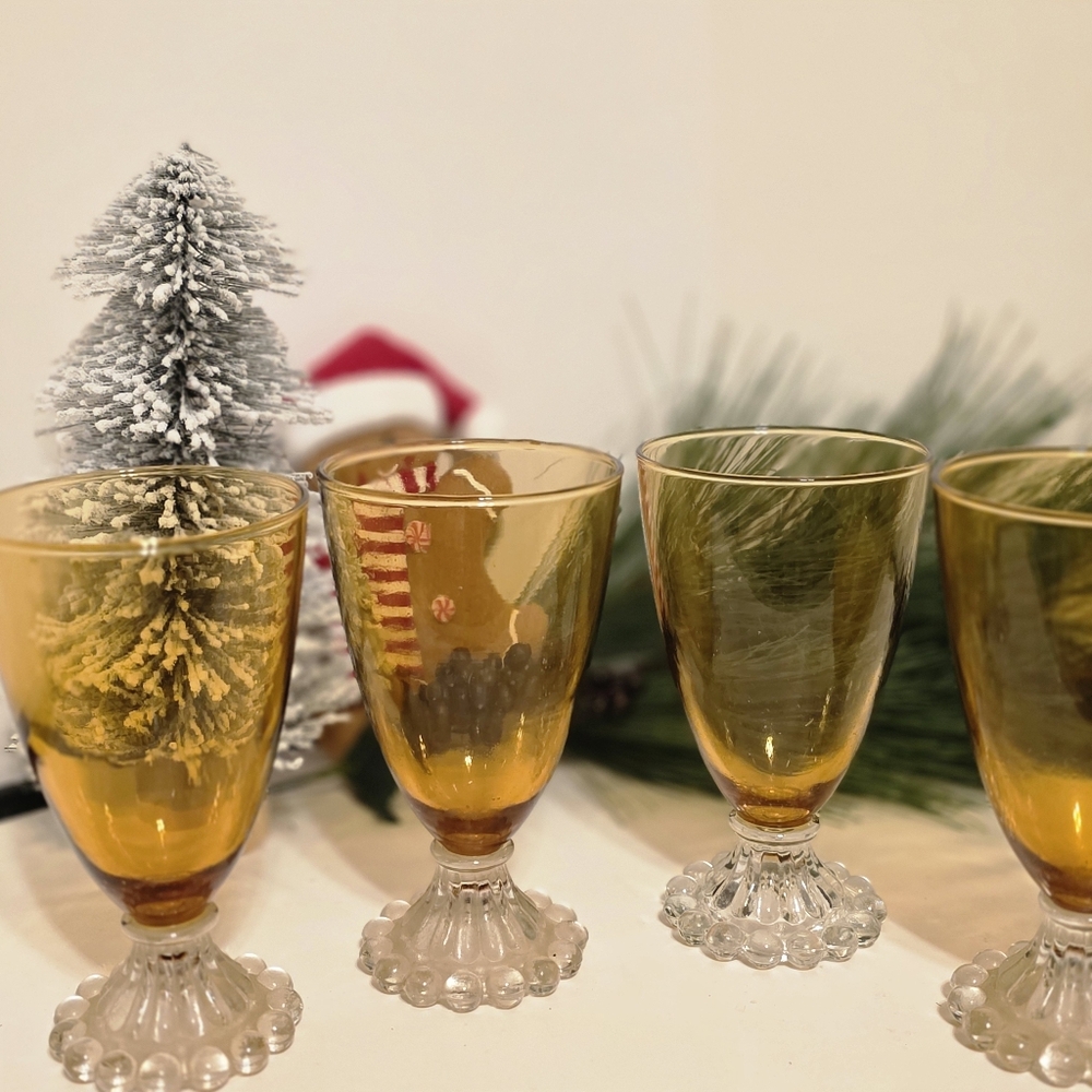 Amber Glass Goblet Set